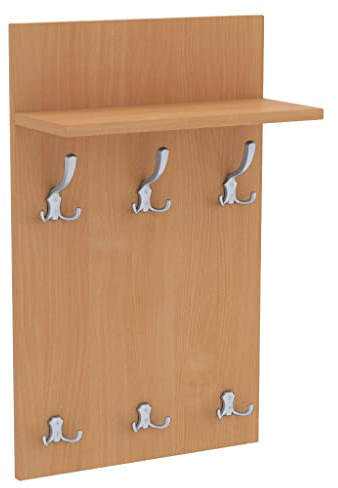 AKKE Garderobenpaneel Wandgarderobe Mit Ablage Wandpaneel Garderobe PVC Medi 80x50 cm ALUMINIUM | BAYERISCHE BUCHE