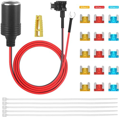 KFZ-Zigarettenanzünder Add-a-Circuit Adapterkabel, 1m, Mini | 1,0mm Kabel, 12V Sicherungshalter, Für Micro Mini Standard ATM APM Flachsicherungen, Mit Sicherungssatz