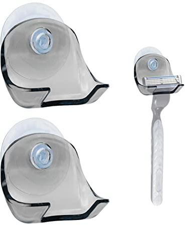 MyGadget 2x Saugnapf Halterung für Rasierer - Halter Ohne Bohren für Glas und Fliesen - Saugnapf Haken für Badezimmer/Dusche - Wand in Schwarz