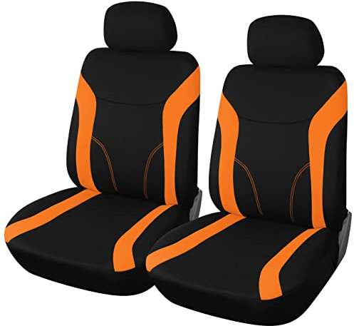 Upgrade4cars Auto-Sitzbezüge Vordersitze Orange Schwarz | Auto-Sitzschoner Set Universal für Fahrersitz & Beifahrer | Auto-Zubehör Innenraum