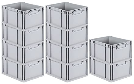 PROREGAL SuperSparSet 10x Eurobox NextGen Economy | Griffe geschlossen |HxBxT 22x30x40cm | 20 Liter | Eurobehälter, Transportbox, Transportbehälter, Stapelbehälter