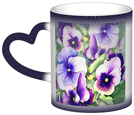 ASEELO Pansy Perfection Color Changing Mugs Ceramic Coffee Mug Thermal Ceramic Tea Cups Gifts For Family And Friends