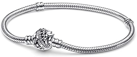PANDORA Disney Tinker Bell Clasp Moments Schlangen-Gliederarmband mit Zirkonia in der Farbe Silber, Länge: 17cm, Disney X PANDORA Kollektion, 592548C01-17
