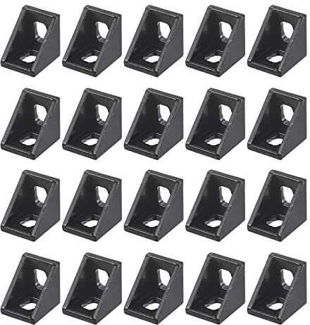 sourcing map 20 pièces Intérieur Coin Support Gousset 20x20x17mm Noir | 2020 Angle Connecteurs pour 2020 Série Aluminium Extrusion Profil