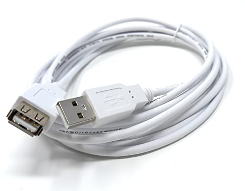 DRUT 3m USB Male to USB Female 2.0 24AWG High Speed EXTENSION Cable A Plug | to Socket (10ft, White)