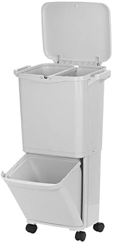 Papeleras automáticas 55L Capacidad de gran capacidad Peque 2 capas Doble cubierta residuos Clasificación Cocina Cocina Hogar Restaurante Dustbin Almacenamiento Residuos Papelera Cubos de basura tapa