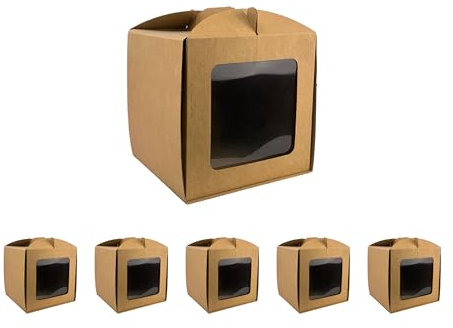 Kuchenbox mit Fenster, 250 x 250 x 250 mm (5 Stück) – ideal zum Backen, Kuchen, Hochzeiten, Weihnachten & alle Gelegenheiten