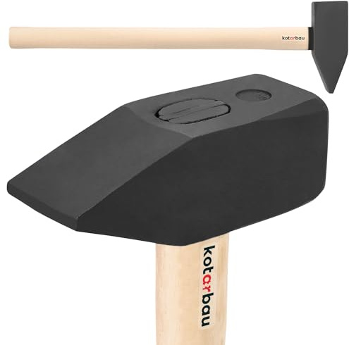 KOTARBAU® Martello - 8 kg - Acciaio - Mazzetta Muratore - Mazza Lavoro - con Manico in Legno - 80 cm - Ergonomico - Testa Robusta - Nero & Naturale