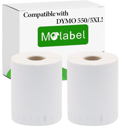 Etiquetas de Envío Molabel - 2 rollos para Dymo S0904980-4 x 6 104mm x 159mm Compatible con Impresoras Dymo LabelWriter 450-220 etiquetas por rollo