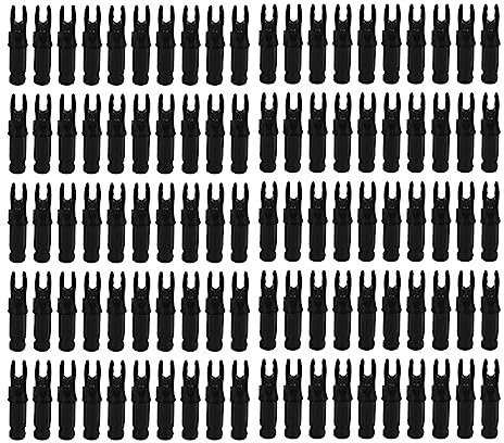 Gavigain 100 Stück Bogenschießen Pfeilnocken Kunststoff, langlebige Pfeilnocken mit Kunststoffeinsatz, leichte Pfeilnocken, Ersatz für Bogenschießen (Schwarz)