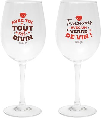 Mr.Wonderful - Set de 2 copas de vino - Todo es divino contigo. ¡Trinquémonos con una copa de vino!