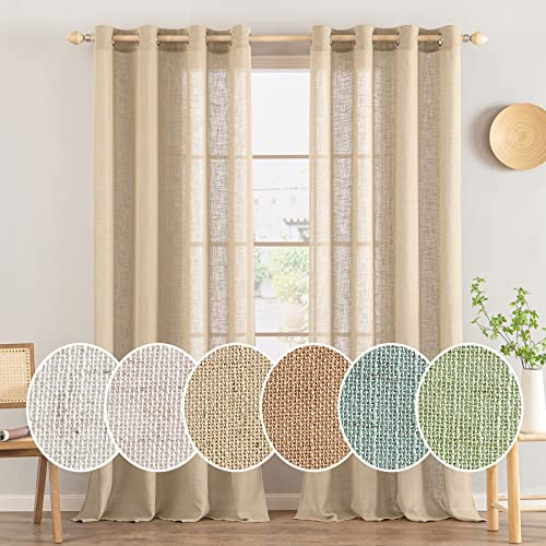MIULEE Gardinen Leinen mit ösen Halbtransparent Vorhänge B0CXXTK8XL 145x140 | 2er Set, Leinenoptik Modern Voile Ösenvorhang, für Wohnzimmer Kinderzimmer Raumteiler, schlaufenvorhang