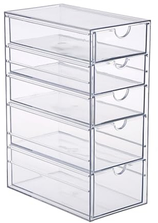 SUMTree Acryl Aufbewahrungsbox mit Schubladen Haar-Accessoires-Organizer durchsichtig Schminktisch Organizer Aufbewahrungsboxen für Kosmetik Schreibwaren Teebeutel Kaffeekapseln