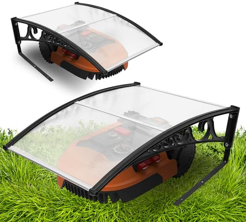 Herrselsam Mähroboter Garage Dach Carport für Rasenmäher Rasenroboter 106x87x50cm Garage für Mähroboter aus Polycarbonat Witterungsbeständig+UV-Schutz Mährobotergarage mit Metallfüßen(Transparent)