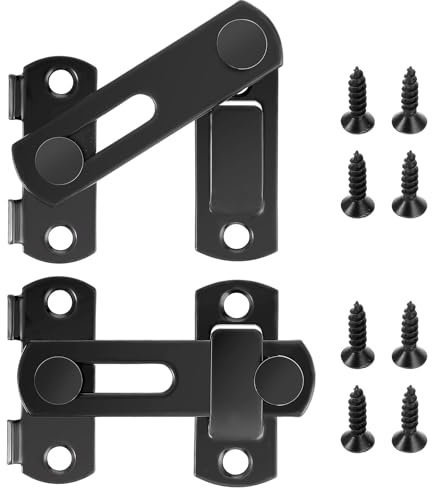 Schiebeschloss Türriegel, 2 Stück Edelstahl Riegelschloss Schwarz Flip Latch mit Fester Schraube Torriegel Schlossriegel Schieberiegel für Haus Hof Garten Scheunentor