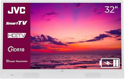 JVC tragbarer 32 Zoll Fernseher LT-32VHP256W mit integriertem Akku (HD Smart TV, Triple-Tuner, Bluetooth) inkl. 6 Monate HD+