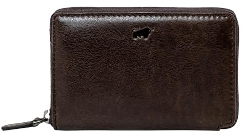 BRAUN BÜFFEL - Herren RFID Reißverschluss Kartenetui Arezzo - 9 Kartenfächer aus echtem Rindleder Schlichtes Design - Edles Braun