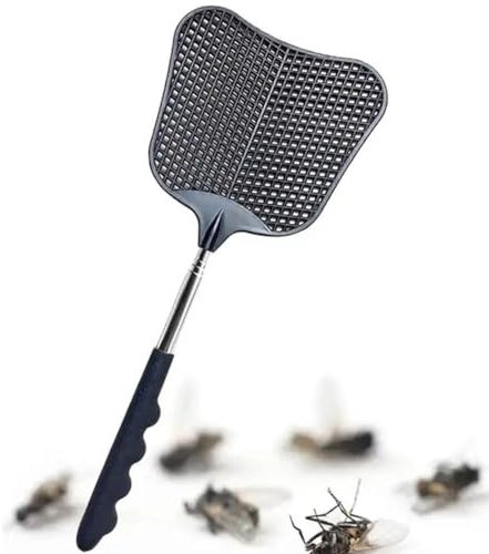 Telescopic Fly Swatters,Heavy Duty Plastic Fly Swatter,Telescopic Fly Swatters Indoor Mosquito Killer,Flyswatter with Stainless Steel Handle for Outdoor Rustic Bug Swatter Flies,Mosquitoes and Bees