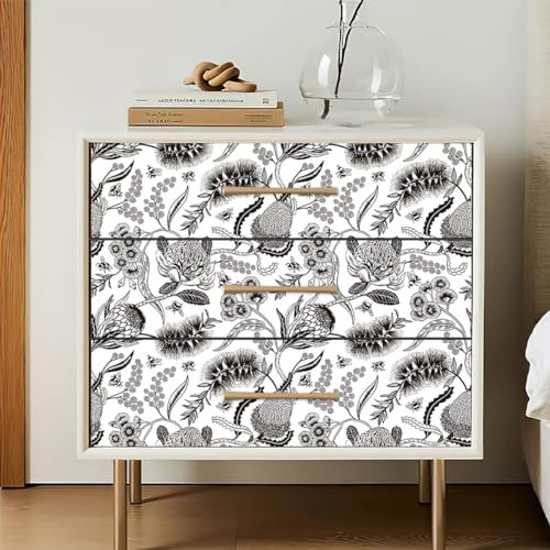 Selbstklebende Tapete Abstrakte Schwarze Blume Strukturtapete Wandtattoo Schlafzimmer Tapete Selbstklebend Vliestapete Wallpaper for Living Room Tapeten Leicht zu Entfernen Wandschutzfolie 45x600cm