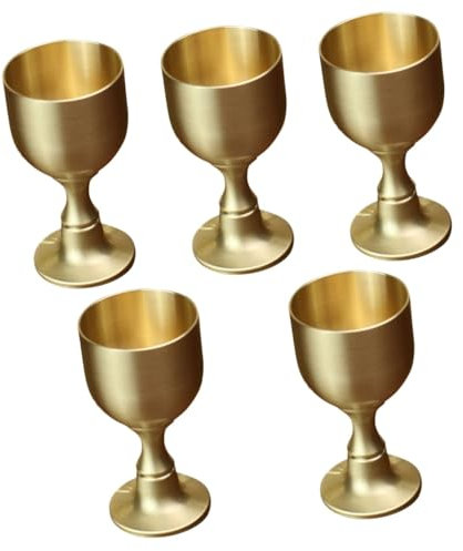PRETYZOOM 5 Pièces Verre à Vin En Laiton Coupe Wiccan Coupes D'église Gobelet Coupe Du Roi Calice Tasse D'eau Bénite Verre à Thé Calice Pentagramme Coupe Du Saint Graal De Cuivre