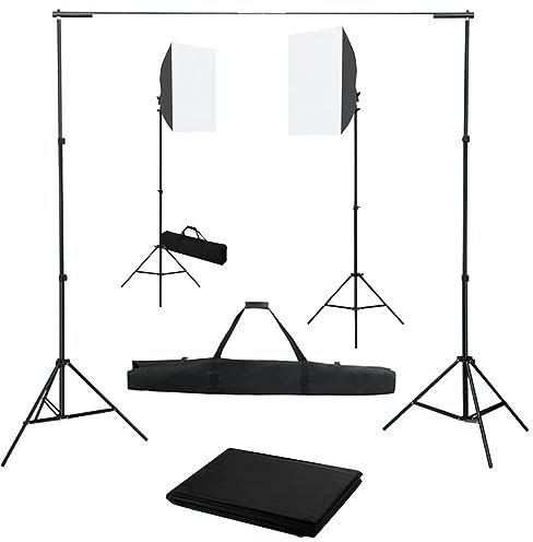 CIADAZ Fotostudio-Set mit Softbox-Leuchten und Hintergrund, Fotostudio Set, Fotohintergrund, Foto Studio,Fotohintergrund Set, Photo Studio Set, Foto Hintergrundsystem,