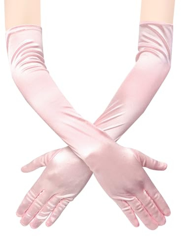 ZTVOWTO Handschuhe Lang, Ellenbogen Satin Handschuhe,Handschuhe Elegant Damen für Kostüm, Oper, Brautparty, Hochzeit und Abschlussball