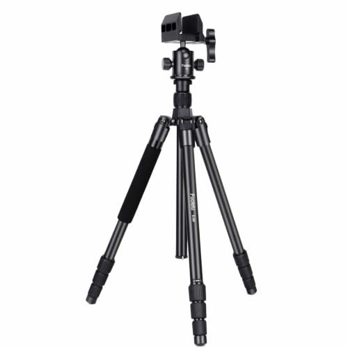 Fooletu Trípode de tiro para caza, palo de tiro, soporte para rifle con cabezal de abrazadera de sillín de tiro, rotación de 360°, soporte de trípode de aluminio de 24 a 65 pulgadas