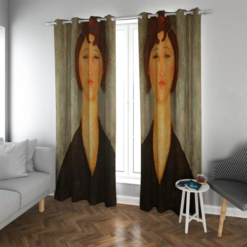 Deertweet Home Schallschutzvorhänge Retro Frau Porträt Fenster Vorhänge für Schlafzimmer Wohnzimmer Berühmte Gemälde Drucke Verdunkelung Privatsphäre Vorhänge 2 Paneele H138xB117