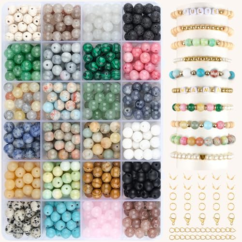 EUES Natürliche 8mm perlen für armbänder Edelstein Perlen Perlen Set Beads für DIY machen Schmuck Halskette Ohrringe Kette für Erwachsene