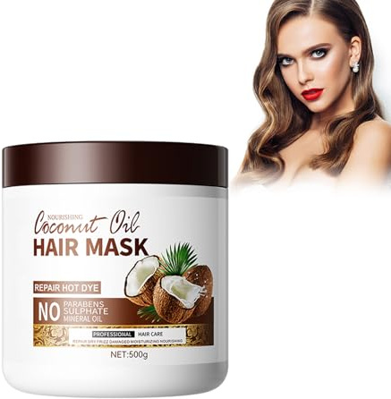 Eazerom 01 hårmask, 500 g naturlig kokosolja mask, fuktgivande hårmask för torrt hår med kokosolja, närande anti-frissigt hårbehandling, djupreparation balsam