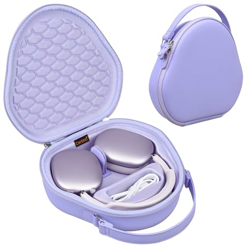 Canboc Airpods Max Case mit Schlafmodus für Apple AirPods Max (2024/2020) kabellose Over-Ear-Kopfhörer, intelligentes Kopfhörer-Etui, zusätzlicher Platz für Kabel und Ladegerät, lila (PU)