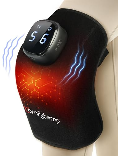 Comfytemp Kabelloses Heizkissen für Knie, 3D-Massagegerät, tragbare elektrische Decke mit 9 Wärme, 5 Vibrationen, 3 Intensitäten, mit App-Steuerung