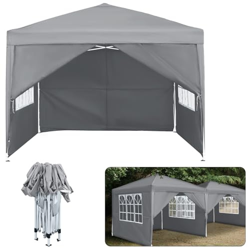 Froadp Pavillons 2.5x2.5 m Klappbarer Faltpavillon Partyzelt Wasserdicht mit Seitenteilen & Tragetasche UV Schutz Festzelt Gartenzelt für Outdoor Picknick Party Camping, Grau