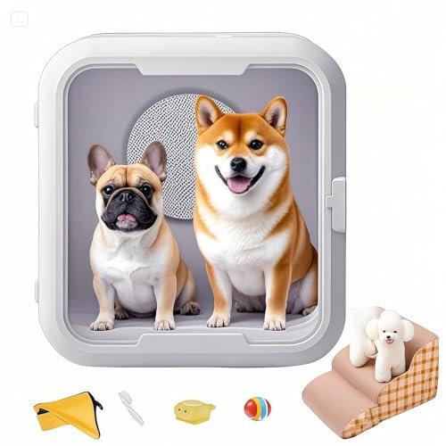 WENMEE Asciugatrice per Cani - Soffiatore d'Aria Silenzioso con Finestra Rimovibile, Facile da Pulire, per Toelettatura Cani di Piccola E Grande Taglia