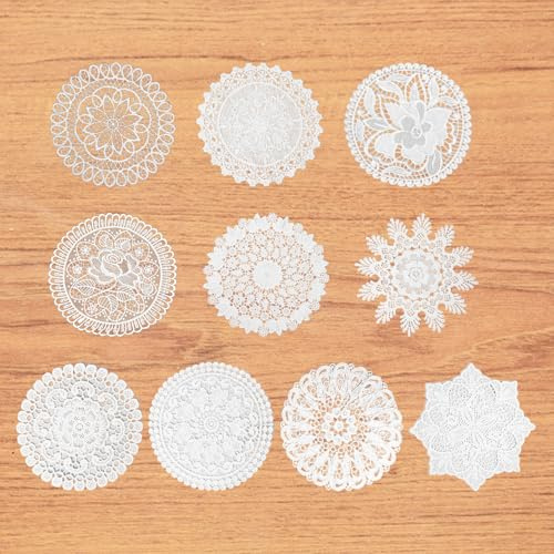 BIFHIG 10 Pezzi in Bun di Pizzo Rotondi, Decorazioni da Tavolo da Pranzo, Sottobicchieri Elei E Minimalisti, Forniture da Cucina, Accessori per La Casa.