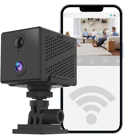 PEGATISAN WLAN Mini Überwachungskamera für Innen, 1080P HD Tragbare Kamera kabellos mit PIR Sensor, Nachtsicht ohne LED, 2-Wege-Audio, App-Steuerung, Lokale & Cloud Speicherung, Privatsphäre-Schutz