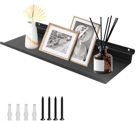 LCUHAVA Panneaux acoustiques - Étagère murale en métal - 15 x 40 cm - Pour panneaux acoustiques - Pour salon, cuisine, chambre à coucher - Différentes dispositions - Noir