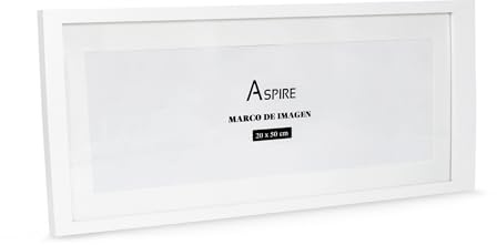 SHANN Portafoto Madera 20x50cm， Marco para foto de Madera con Cristal, Marco para pared，Marco Decorativo。Blanco