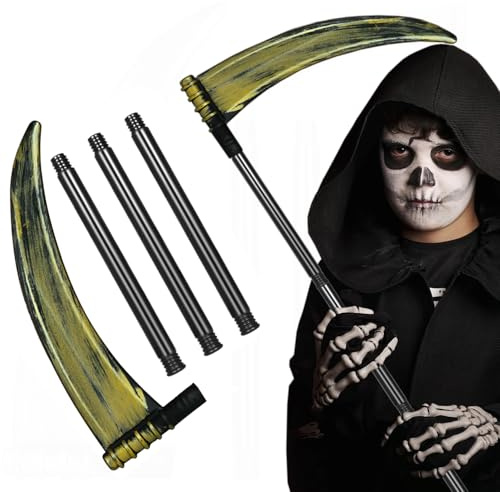 ZXYue Sense Halloween, Sensenmann Sichel Todessense Waffe, Kunststoff Sense Kostüm Kinder Erwachsene, Sensenmann Kostüm Zubehör für Halloween Party Cosplay, Mottoparty, Karneval