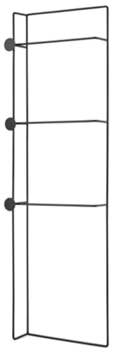 TOTIKI Handtuchhalter Stehend 3-stöckiger Deckenleiter, Wand-Deckenständer, Metall-Handtuchhalter Mit 3 Haken Für Badezimmer Badezimmermöbel(Black)