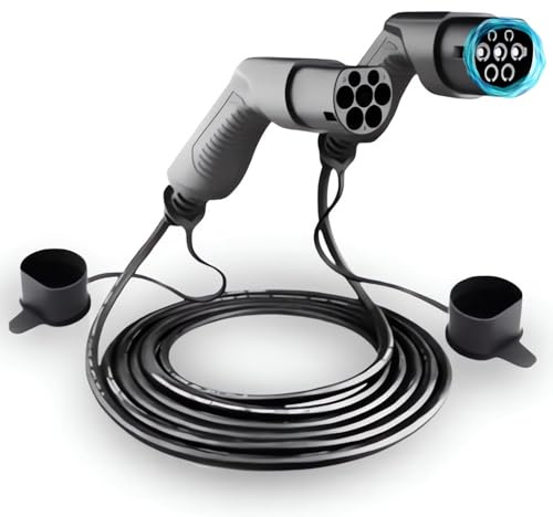 LDY Cable de carga tipo 2, 11 kW, 20 metros, cable extralargo para coche eléctrico, modo 3/16 A/3 fases, cable de carga para coche eléctrico tipo 2 a tipo 2