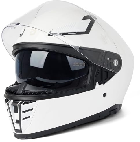 Integralhelm mit Doppelvisier by BSWAY, Motorradhelm, Mopedhelm ECE 22.06 Zertifiziert für Herren und Damen, Grau in Gr. XS-XL (L(59-60CM))