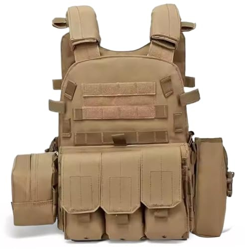Porgeel Airsoft Väst Multifunktionell Molle Platta Bärare Justerbar andningsbar Paintball Väst för utomhus, fält- och säkerhetsvaktsträning