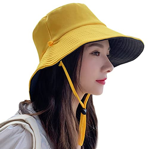 Generisch Party Sun Hat Face Sun Protection Shade Hat Large Brim Neoprene Sun Hat, yellow, One Size