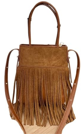OZLCUA Solid färg tofs handväska med stor kapacitet: ledig axel/underarmsväska, elegant, trendig och iögonfallande, Brun, 32x16x28cm