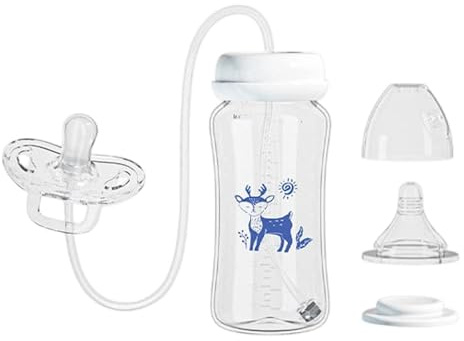 Biberón para chupete – Biberones de leche materna de silicona anticólicos portátiles ajustables para viajes | Ideal para almacenamiento de lactancia materna, hogar, al aire libre, guardería, guardería