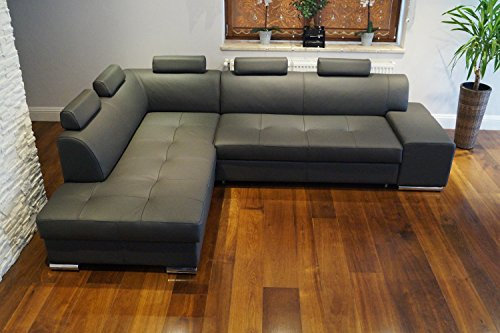 Quattro Meble Echtleder Ecksofa London PIK 5z 275 x 200 Sofa Couch mit Bettfunktion und Bettkasten Echt Leder Eck Couch große Farbauswahl
