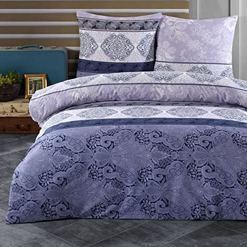 Buymax Bettwäsche 200x200 cm – Bettwäsche Set 3-teilig 200 x 200 cm, Renforcé 100% Baumwolle, Bettbezug mit 2 Kissenbezügen 80x80 cm, Oeko-TEX, Reißverschluss, weich und atmungsaktiv