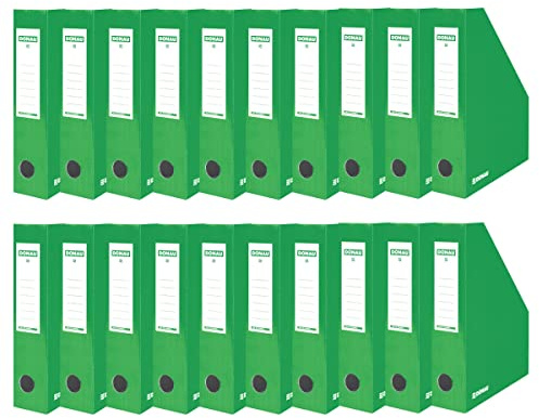 DONAU 7649201-06FSC Stehsammler Stehordner Archive Box Pappe/ 20er Pack/ 20 Stück/Lackierter Karton - Grün/bis zu 800 Blatt Für Büro, Schule und Zuhause zur Aufbewahrung von Dokumenten im A4 Format