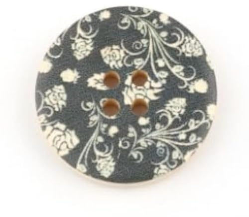15x Holzknöpfe 30mm mit Blumenmotiv XXL 4-Loch Knopf Knöpfe zum annähen basteln